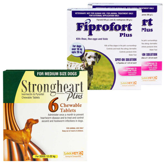 ストロングハートプラス・チュアブルとフィプロフォートプラス中型犬用